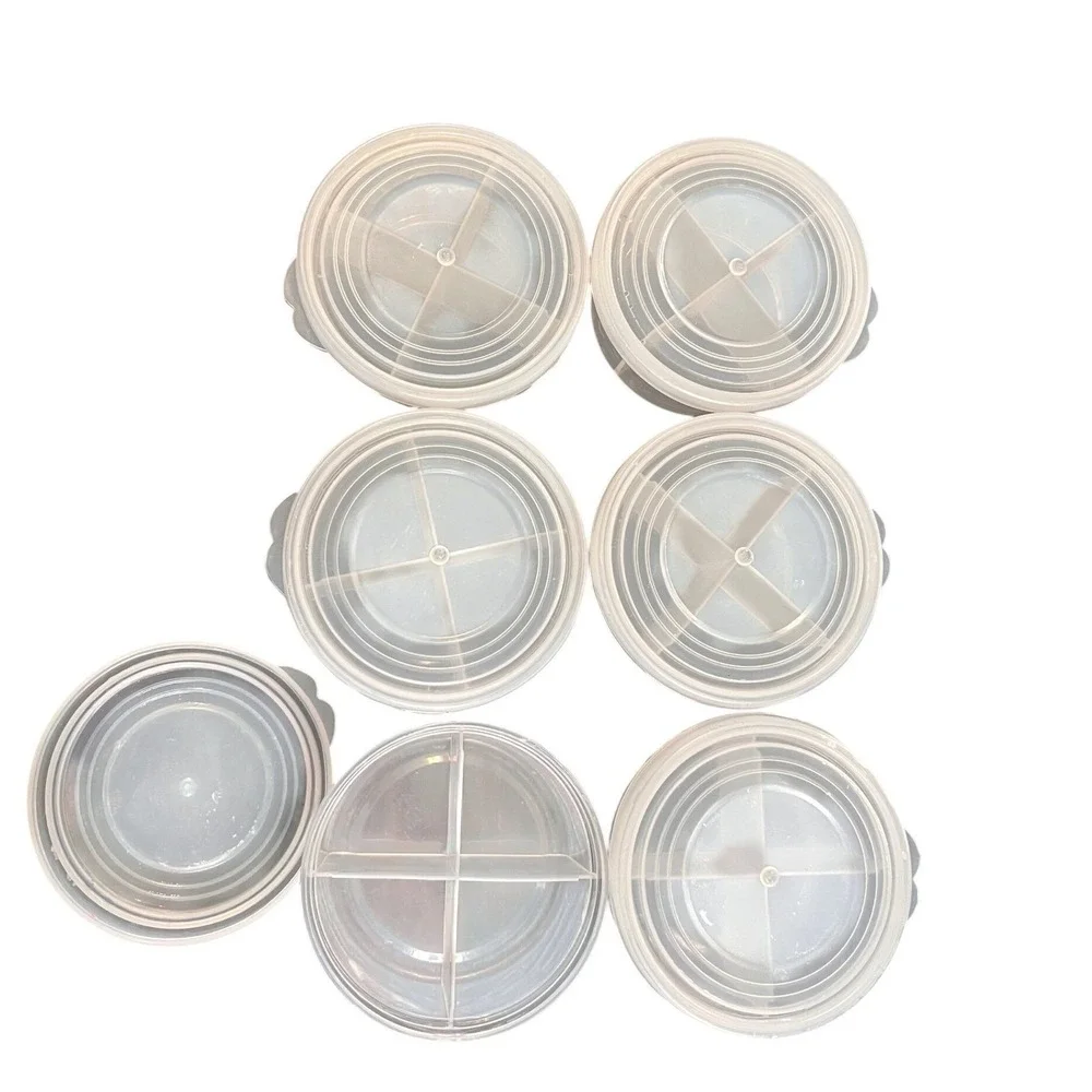 6 Clear‎ Plastic Compartment Organizer Set Round, Crafts, Beads, Buttons, Travel